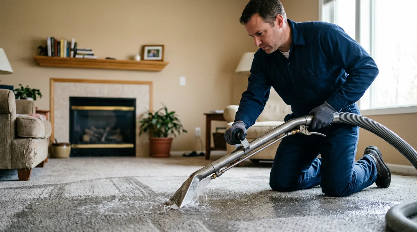 Water damage restoration technician working near Anniston, AL